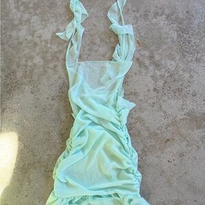 Mint Green Ruched Dress